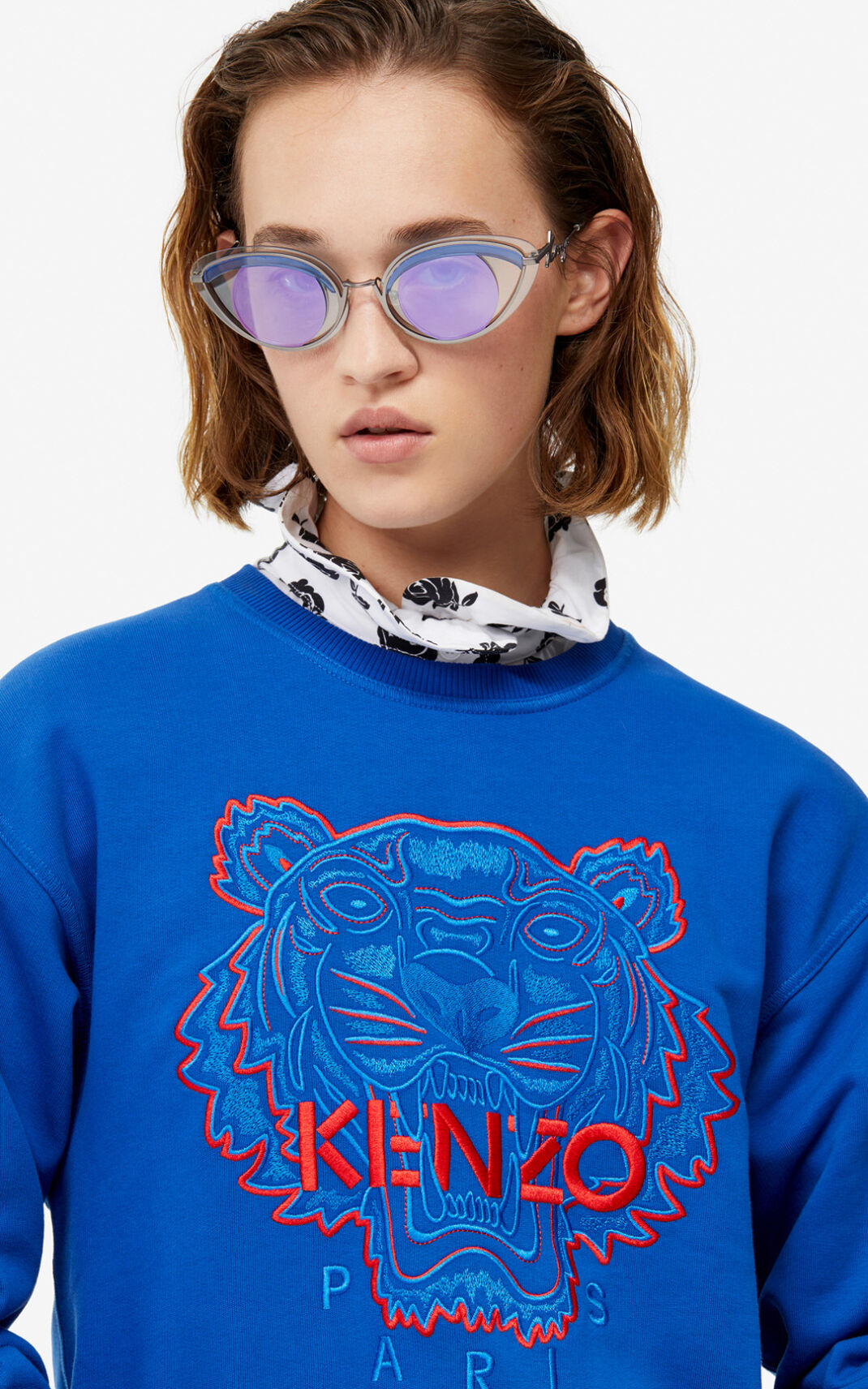 Kenzo Two tone Tiger φούτερ γυναικεια μπλε | GR704032